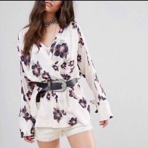Free People Tuscan Dreams lightweight floral tunic blouse